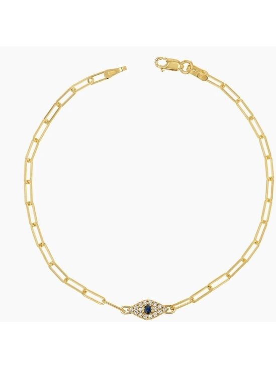 Baby Gold Jewelry - New Diamond Evil Eye Paperclip Bracelet